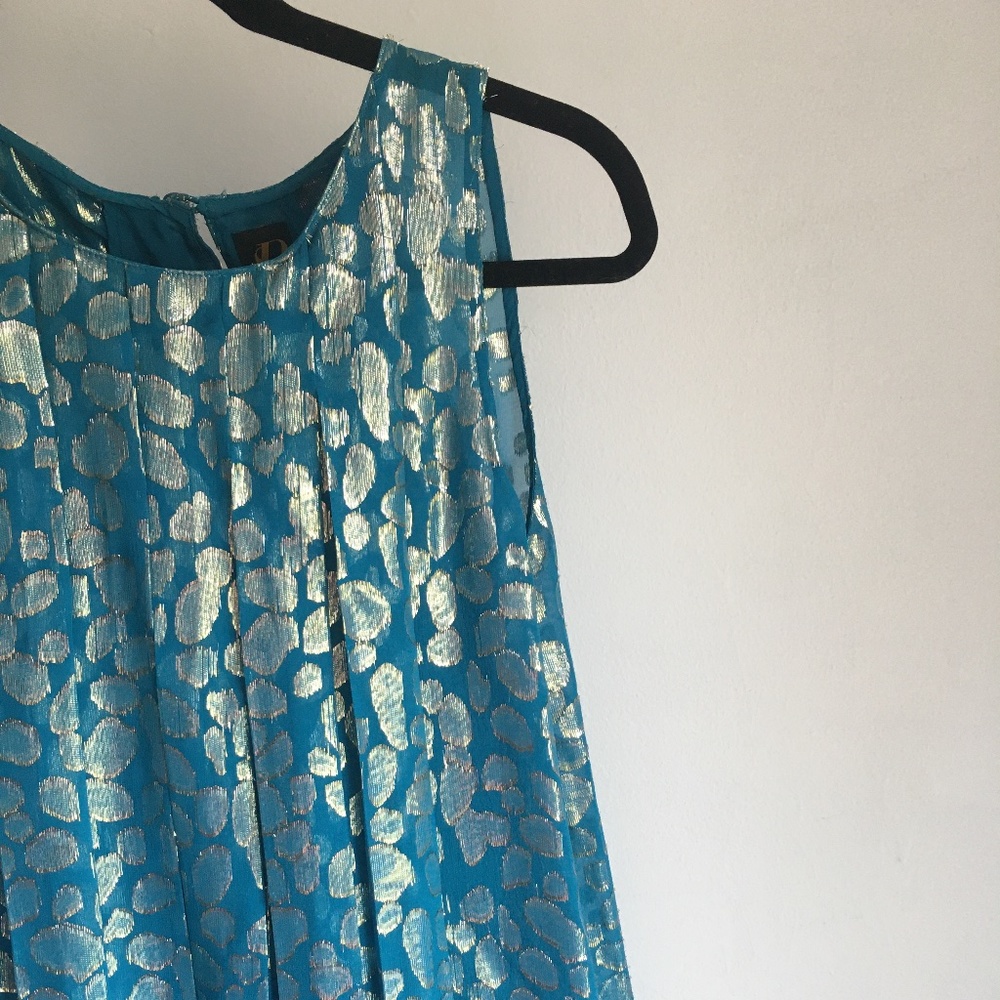 Anthropologie Turquoise + Gold Shift Dress